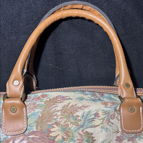 Floral Tapestry oversize Handbag top handle travel doctor style speedy shape - Picture 16 of 16